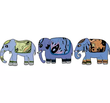 Naklejka dekoracyjna szereg słoni - TenStickers