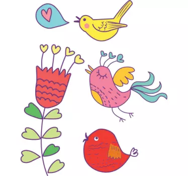 Naklejka dla dzieci kolorowe ptaszki - TenStickers