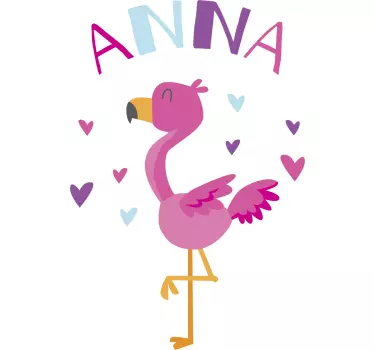 Naklejka dla dzieci flaming z imieniem dziecka - TenStickers