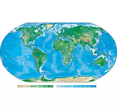 Naklejka fizyczna mapa świata - TenStickers