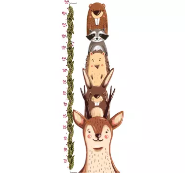 Naklejka miarka wzrostu ze zwierzętami - TenStickers
