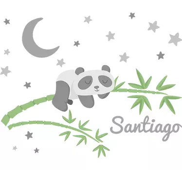 Naklejki na ścianę dla dzieci śpiąca panda na bambusie - TenStickers