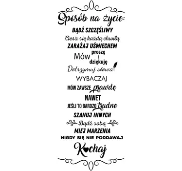 Naklejka na ścianę do salonu napisy sposób na życie - TenStickers