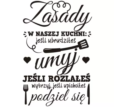 Naklejka na ścianę do kuchni Zasady w kuchni - TenStickers