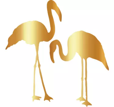 Naklejka na ścianę do salonu złote flamingi - TenStickers
