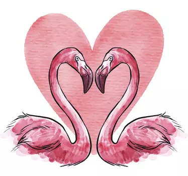 Naklejka na ścianę do sypialni zakochane flamingi - TenStickers