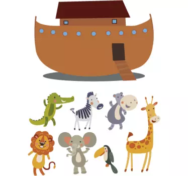 Naklejka na ścianę Arka Noego i zwierzątka - TenStickers
