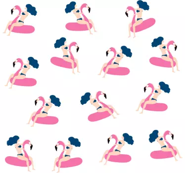 Naklejka na ścianę kobieta na flamingu - TenStickers