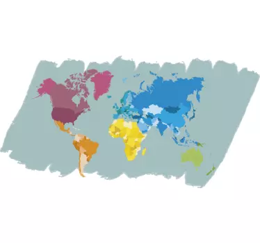 Mapa świata na ścianę kolorowa mapa - TenStickers