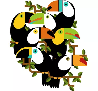 Naklejka na ścianę kolorowe tukany - TenStickers