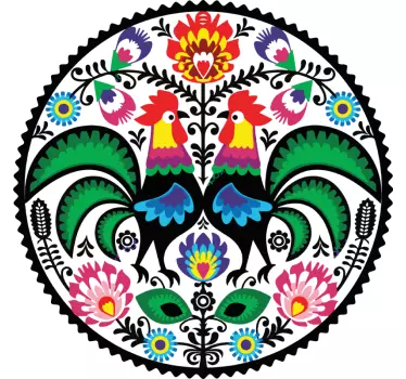 Naklejka na ścianę do salonu łowicki haft - TenStickers