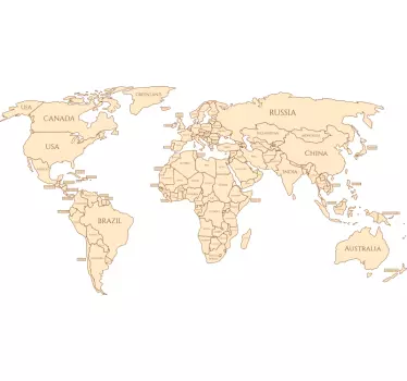 Naklejka na ścianę mapa świata wszystkie kraje - TenStickers