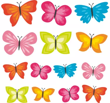 Naklejka na ścianę dla dzieci Kolorowe motyle - TenStickers