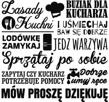 Naklejka na ścianę do kuchni Zasady kuchni - TenStickers