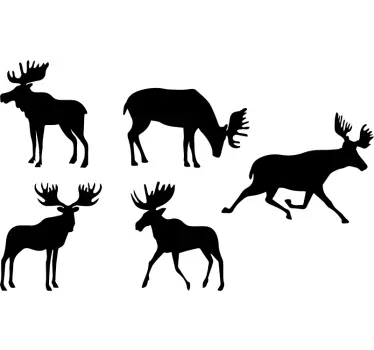 Naklejka na ścianę sylwetka Spacerujące łosie - TenStickers