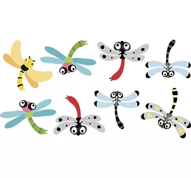 Naklejka na ścianę z kolorowymi ważkami - TenStickers
