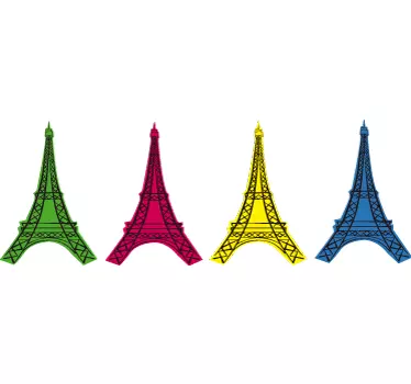 Naklejka ścienna Paryż Eiffel pop art - TenStickers