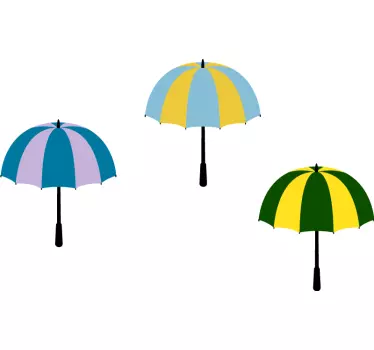 Naklejka ścienna z trzema parasolami - TenStickers