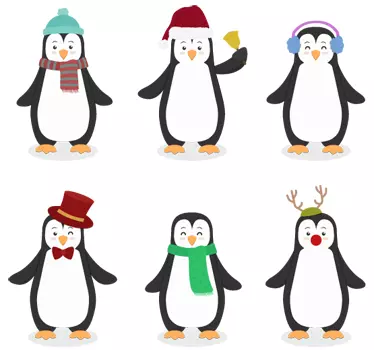 Naklejka świąteczne pingwiny - TenStickers
