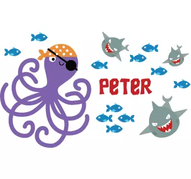 Naklejka z imieniem w pirackim wydaniu - TenStickers