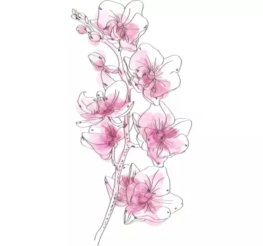 Naklejka na ścianę do sypialni Akwarelowa orchidea - TenStickers