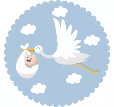 Naklejka na samochód Bocian niosący dziecko - TenStickers