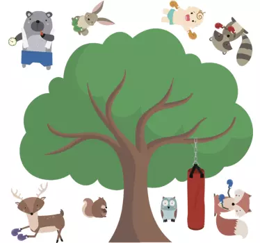 Naklejka na ścianę dla dzieci Boksujące zwierzęta - TenStickers