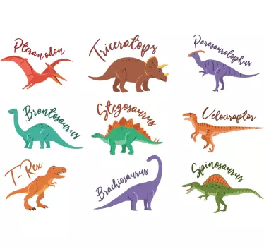 Naklejka na ścianę dla dzieci Dinozaury z nazwami - TenStickers