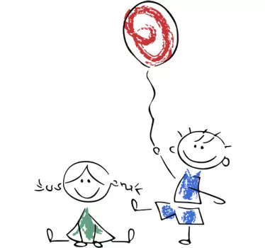 Naklejka na ścianę dla dzieci dzieci z balonem - TenStickers