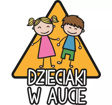 Naklejka na auto dziecko na pokładzie Dzieciaki w aucie - TenStickers