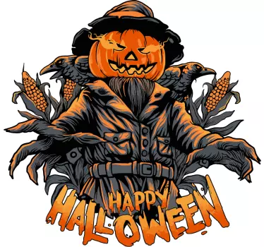 Naklejka na ścianę do domu halloween dynia strach - TenStickers