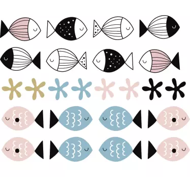 Naklejka na ścianę dla dzieci Kolorowe rybki ażurowe - TenStickers
