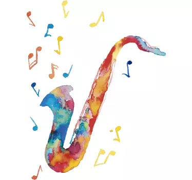 Naklejka muzyczna Kolorowy saksofon - TenStickers
