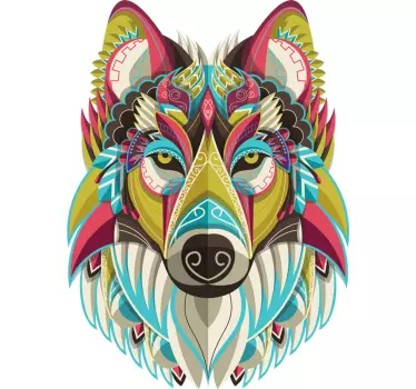 Naklejka na ścianę dzikie zwierzęta Kolorowy wilk - TenStickers