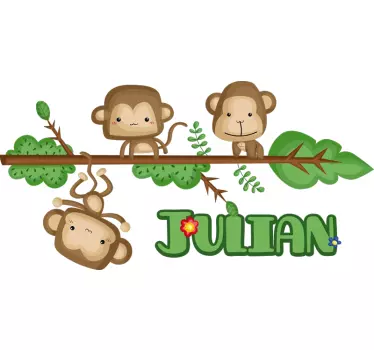 Naklejka na ścianę dla dzieci Małpy na gałęzi - TenStickers