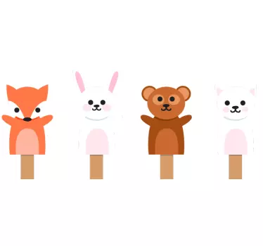Naklejka na ścianę dla dzieci Marionetki zwierzęta - TenStickers