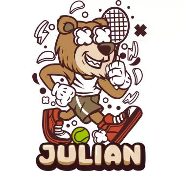 Naklejka na ścianę inne dziedziny sportu miś tenis zwierzęta - TenStickers