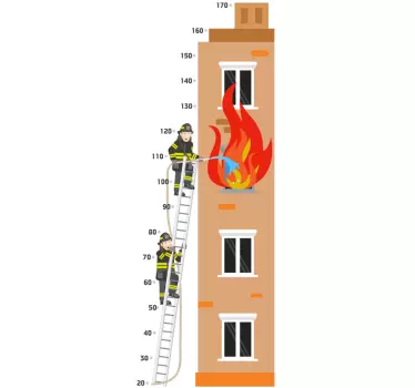 Miarka wzrostu na ścianę Płonący budynek - TenStickers