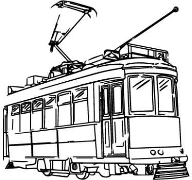 Naklejki na ścianę do salonu miejsca tramwaj lizboński - TenStickers