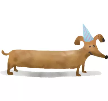 Naklejka na ścianę dla dzieci urodzinowy pies jamnik - TenStickers