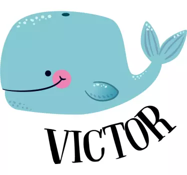 Naklejka na ścianę dla dzieci Wieloryb z imieniem - TenStickers