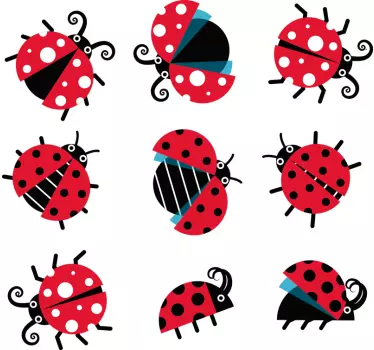 Naklejka na ścianę dla dzieci Zestaw biedronki - TenStickers