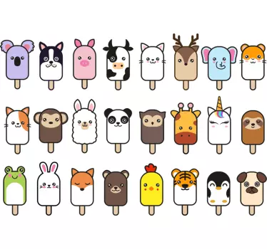 Naklejka na ścianę do kuchni zwierzęta lody - TenStickers