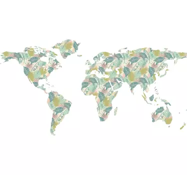 Naklejka na ścianę sylwetka egzotyczna mapa świata - TenStickers
