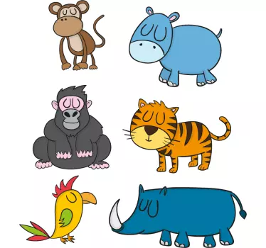 Naklejka z rysunkiem śpiące dzikie zwierzęta - TenStickers