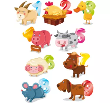 Naklejka zwierzęta z numerami - TenStickers