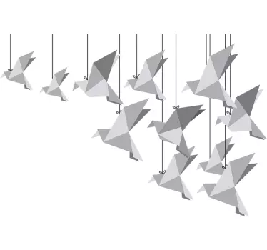 Naklejki ścienne z ptakami origami - TenStickers