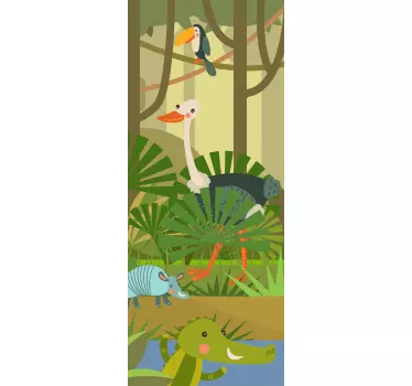 Naklejka z rysunkiem Dźungla egzotyczne zwierzęta - TenStickers