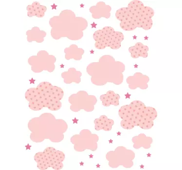 Zestaw 41 naklejek Różowe chmurki - TenStickers