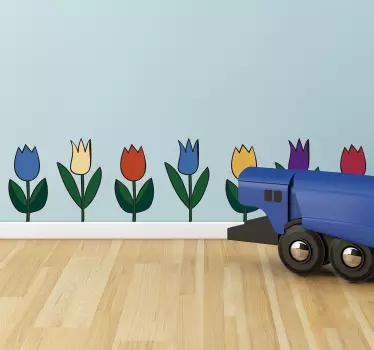 Naklejka na ścianę do przedpokoju tulipany kwiaty - TenStickers
